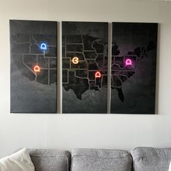 Pac Man United States Neon Wall Art