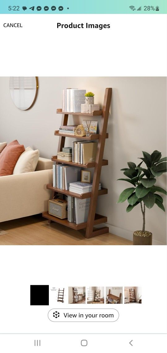 BRAND NEW...5 Tier Wooden Ladder Shelf Leaning Ladder Bookcase 55.1" H Walnut
Stable Structure, Liv