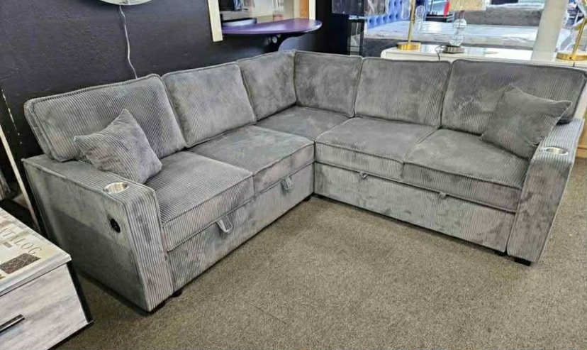New 90x90 Sleeper Sectional Couch With Storage / Free Delivery