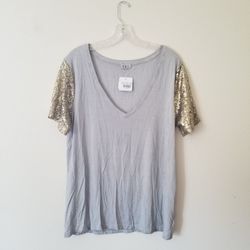Grey Sequin Sleeve Top