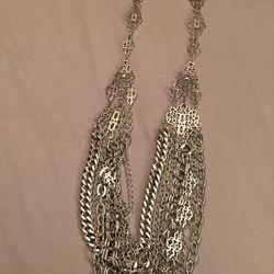 Drop Chain Necklace-21 Inches In Silver tone