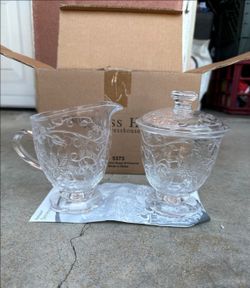 Princess House Fantasia 3 piece sugar and creamer set