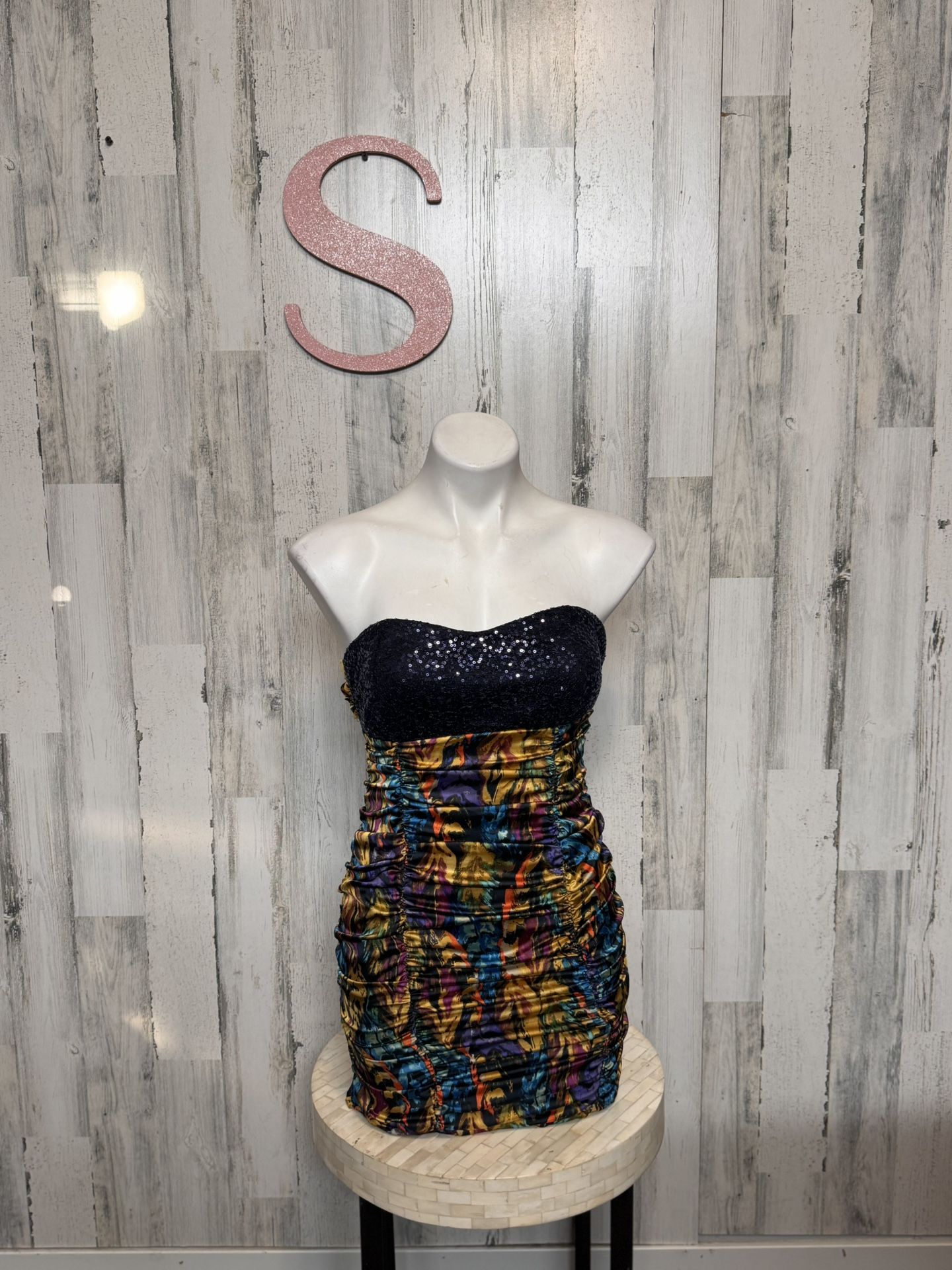Strapless Multicolor Mini Dress