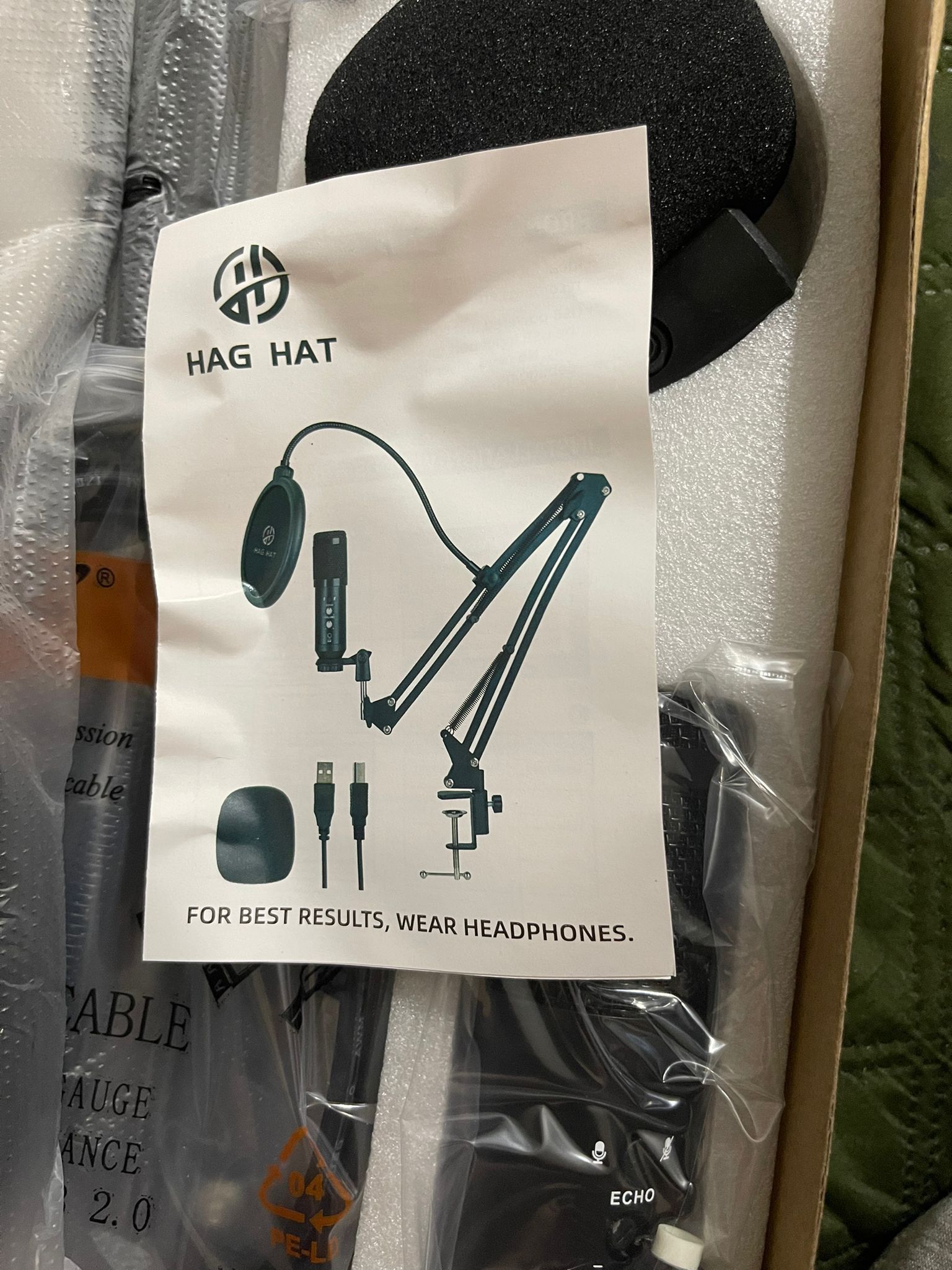 USB Microphone for PC/Mac OS-HAGHAT with Active Noise Reduction, Professional 192KHz/24Bit Microphone Kit for YouTube/TIKTOK Recording, Streaming, Gam