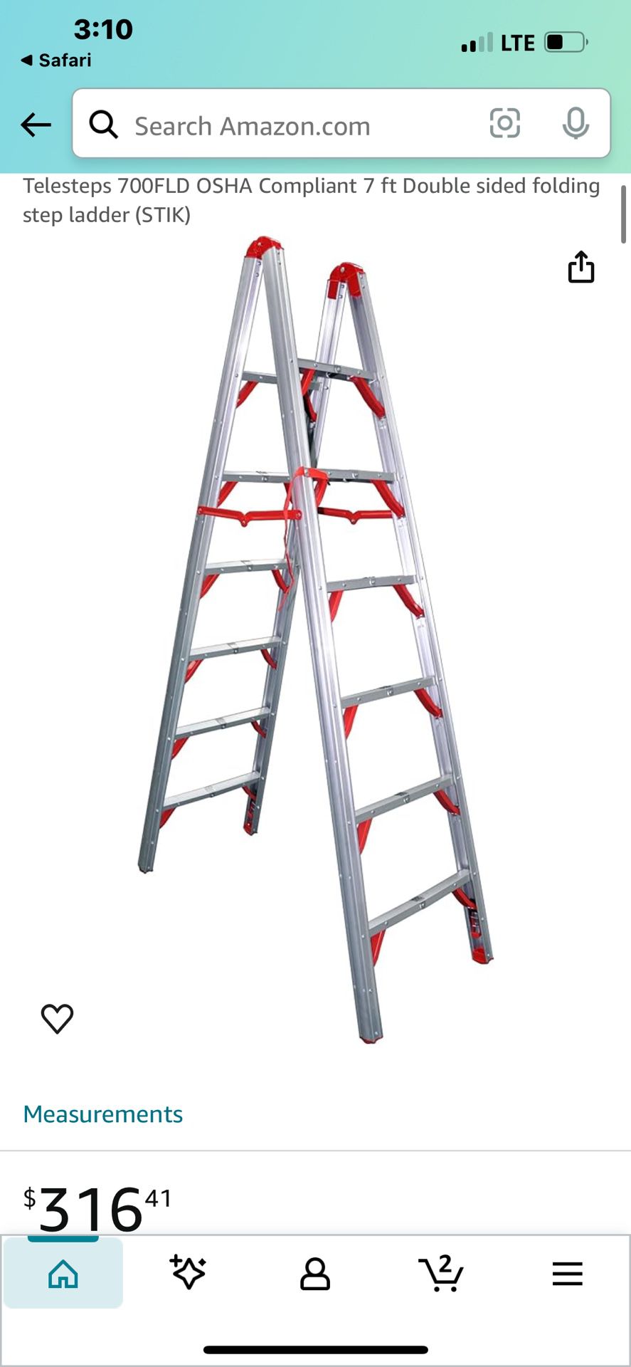 Telesteps 700FLD OSHA Compliant 7 ft Double sided folding step ladder (STIK)