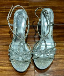 I. Miller Silver Glitter Rhinestone Strappy High Heels – Women’s Size 9M
