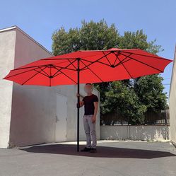 $95 (New in Box) Large 15 ft double sided umbrella outdoor patio garden yard (weight base not included) 