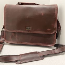 Levinson Parker Leather Messenger Bag For Men - Red/Brown - 16x4x11