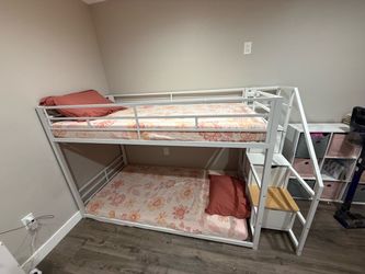 White metal bunk bed loft twin