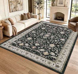 Area Rugs Vintage Area Rug Boho Retro Carpet for Bedrooms Black 4x6