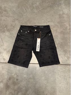 Purple Shorts Black Rhinestone