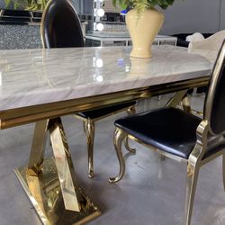 Gold Dining Table 70”x38”x30”. (in stock ) $690