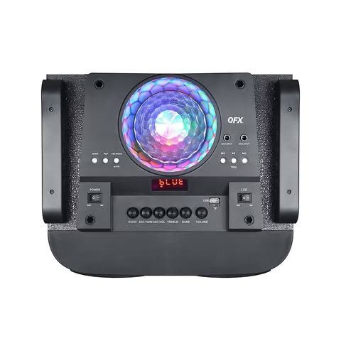 QFX Portable Party Speaker with TWS, Bluetooth and Liquid Motion Circle Lights