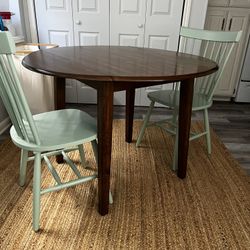 Round Wood Table With Fold Down Sides