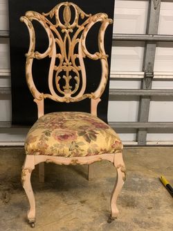 Vintage Rococo Revival–Style Ivory & Gold Accent Chair