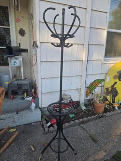 Black Metal Freestanding Coat & Hat Rack – Entryway Hall Tree