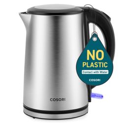Cosori Electric Kettle, No Plastic Inner Lid, Filter & Spout, Stainless Steel Tea Kettle, Automatic Shut Off & Boil-Dry Protection, Durable Tea Kettle