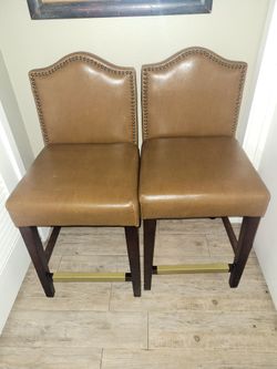 Set of 2 Brown Faux Leather Counter Stools