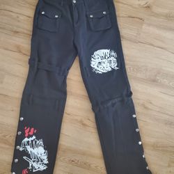 Metallic Belt Goth Pants