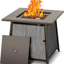 New in Box 28" Square Fire Pit The Gas Propane Brown Color 