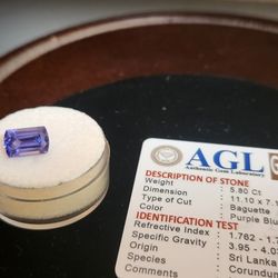 5.80 CT Baguette Cut Natural  Color Changing Sapphire | Cut Loose Gemstone, Certification Card Included 