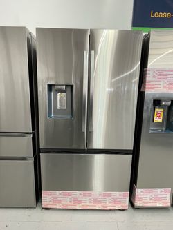 New Samsung 36” 31 Cu Ft Mega Capacity Standard Depth 3- Door French Door Refrigerator In Stainless Steel wy Four Types of Ice