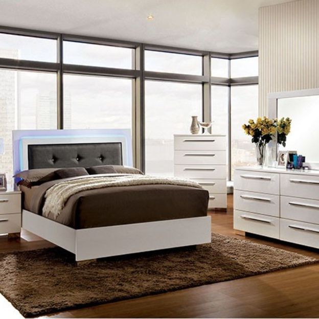 Brand New White & Grey 4pc Queen Bedroom Set (Available In California & Eastern King)