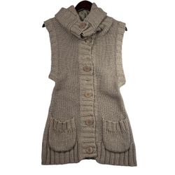 Free People Sleeveless Sweater Women’s SMALL Beige Turtleneck