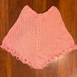 Handmade Crocheted Cape And Pink Color