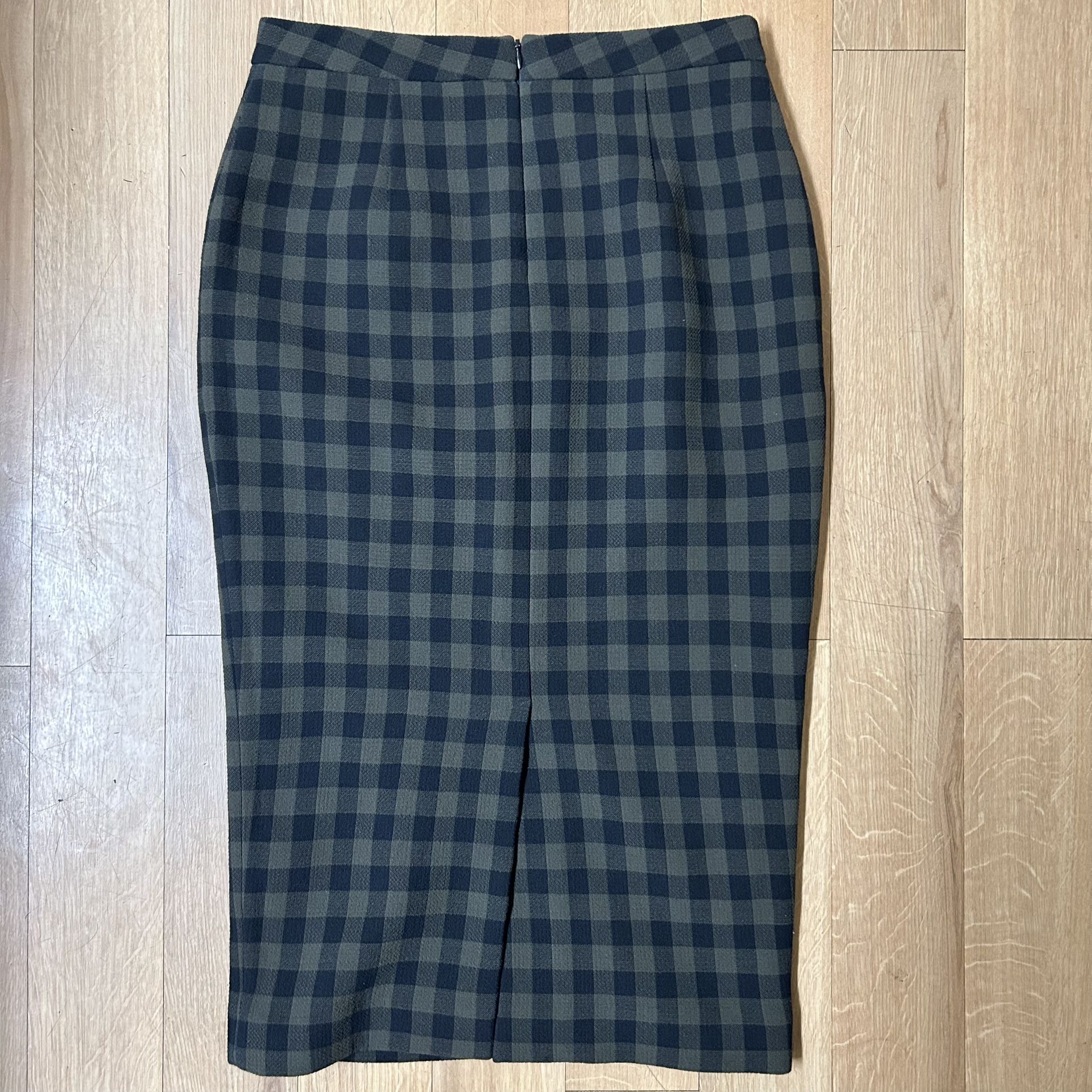 A.L.C. Plaid Check Pencil Midi Skirt – Size 8 – 100% Virgin Wool