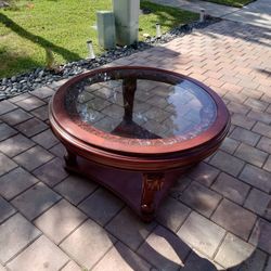 Small/Medium Wood And Glass  Circle Table 