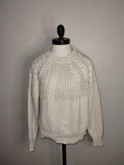 Philosophy Women's Cable Knit Sweater Size Medium, Soft Chunky Crew Neck Cream