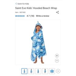  Blue Shark Kids Hooded Beach Towel Wrap