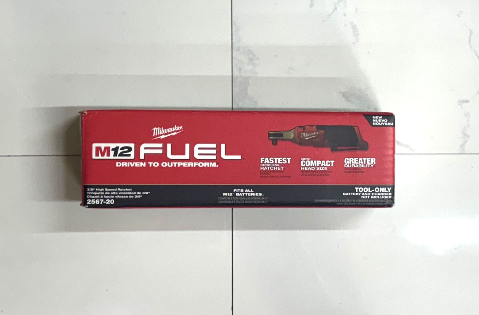 Brand New Milwaukee M12 FUEL 2567-20 12-Volt Cordless High Speed 3/8 in Ratchet Bare Tool