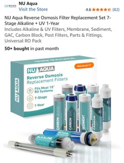 NU Aqua Reverse Osmosis Filters 7-Stage Alkaline + UV 2-Year Supply.