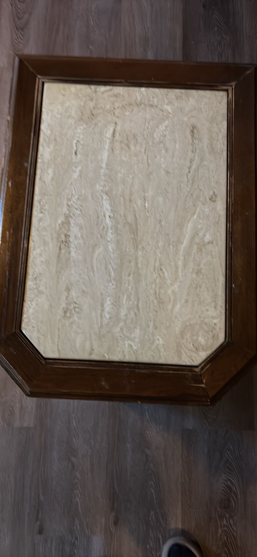 Real Marble Table Top & Wood End Table