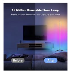 Tyute LED Corner Floor Lamp, 68+ Scenes, 16 Million Colors Corner Light with App & Remote Control, 65” Smart RGB Ambient Lighting with Music Sync, Moo