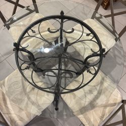 Glass And Metal Dining Table
