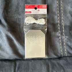 New 20 Piece Celebrate It Christmas Holiday Silver Glitter White Gift Tags