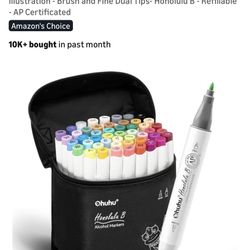 Ohuhu Alcohol Markers Brush and Fine Tip - 48-Color Alcohol-based Art Sketch Marker Set for Artist Adults Coloring
