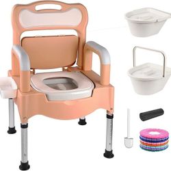 
Bedside Commode,Adult Potty Chair for Seniors,Height-Adjustable Portable Toilet,Toilet Chair for Elderly and Disabled, Portable Toilets with arms (Kh