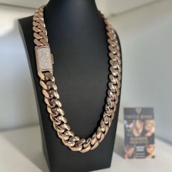 Miami Cuban Link Iced Out Diamond Clasp Rose Gold Plated Chain 20mm - 20inch 24inch | 18k & 14k