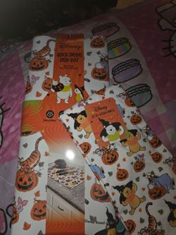 Winnie The Pooh Halloween kitchen towels and dish  drying mat