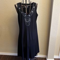 TANJAY PETITE Size 8P Embellished Black Dress 