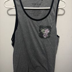 Gray Guess tank top with flower pocket Size XL 