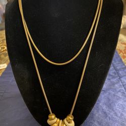 Express Gold Tone Snake Chain Necklace With Shell Pendant 