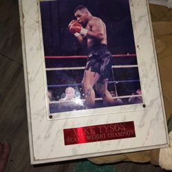 Photo Of Mike Tyson And Autographed By Mike Tyson Plack