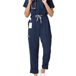 9-Pocket Zip Front Women's Jumpsuit