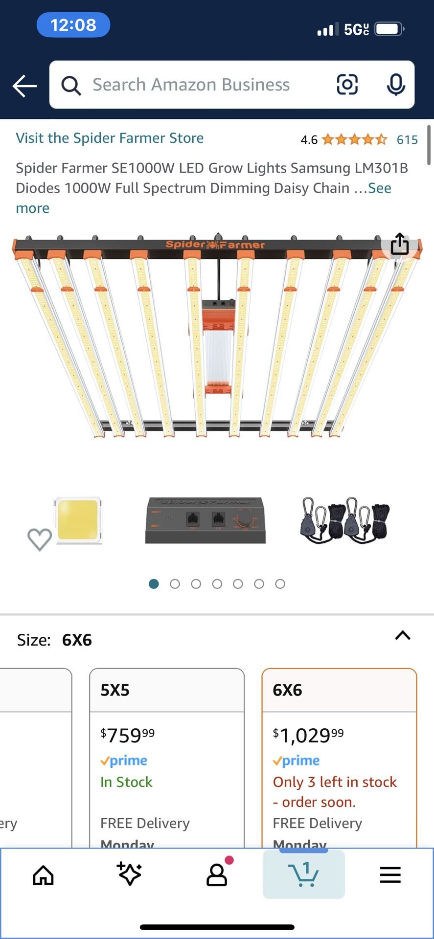 Spider Farmer SE1000W LED Grow Lights Samsung LM301B Diodes 1000W Full Spectrum Dimming Daisy Chain