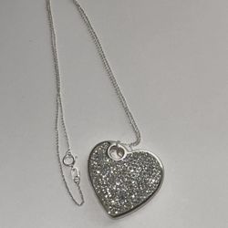 925 sterling silver Paved crystal puffy Heart pendant on necklace New no tags , includes a box for gifting  This would be a perfect I’